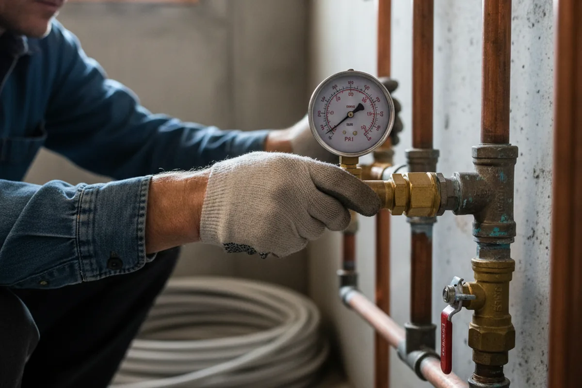 Pressure testing a repaired line during Water Line Repair in Cabot